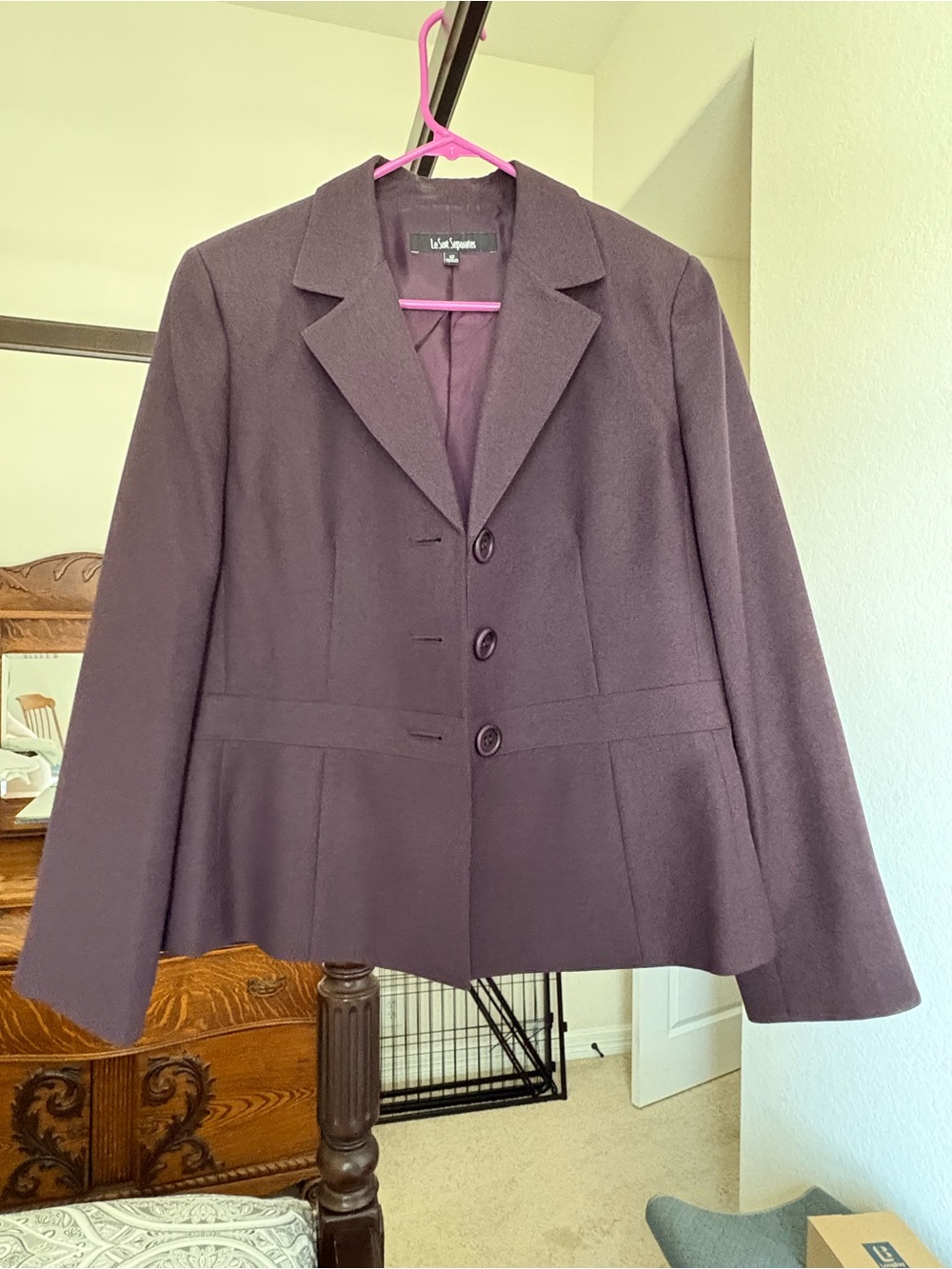 Le Suit Separates Women’s 12 Plum Purple 2 Piece Pantsuit Blazer Pants